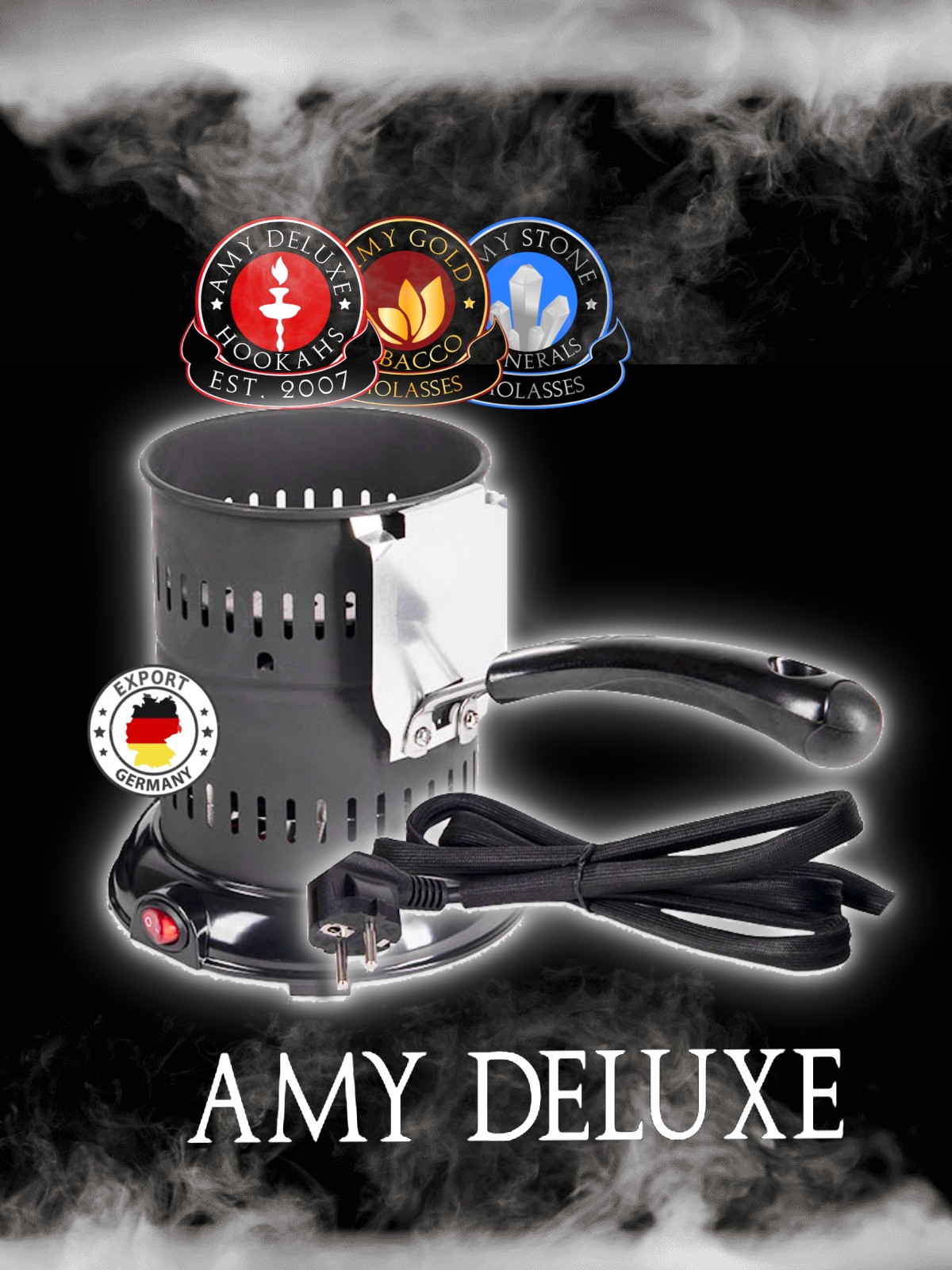 Hot Plate Charcoal Burner AMY PRIMER 69Amy Deluxe / Color Black – Electric Fire Lighter KA010 500W / 230v – 50Hz / 1.5 m Length of Power cord